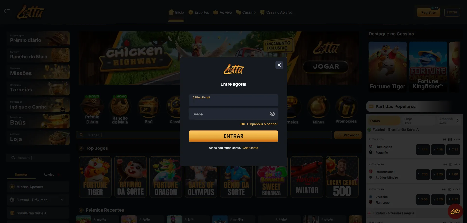 Tela de login do Lotus Bet no Android — acesso à conta